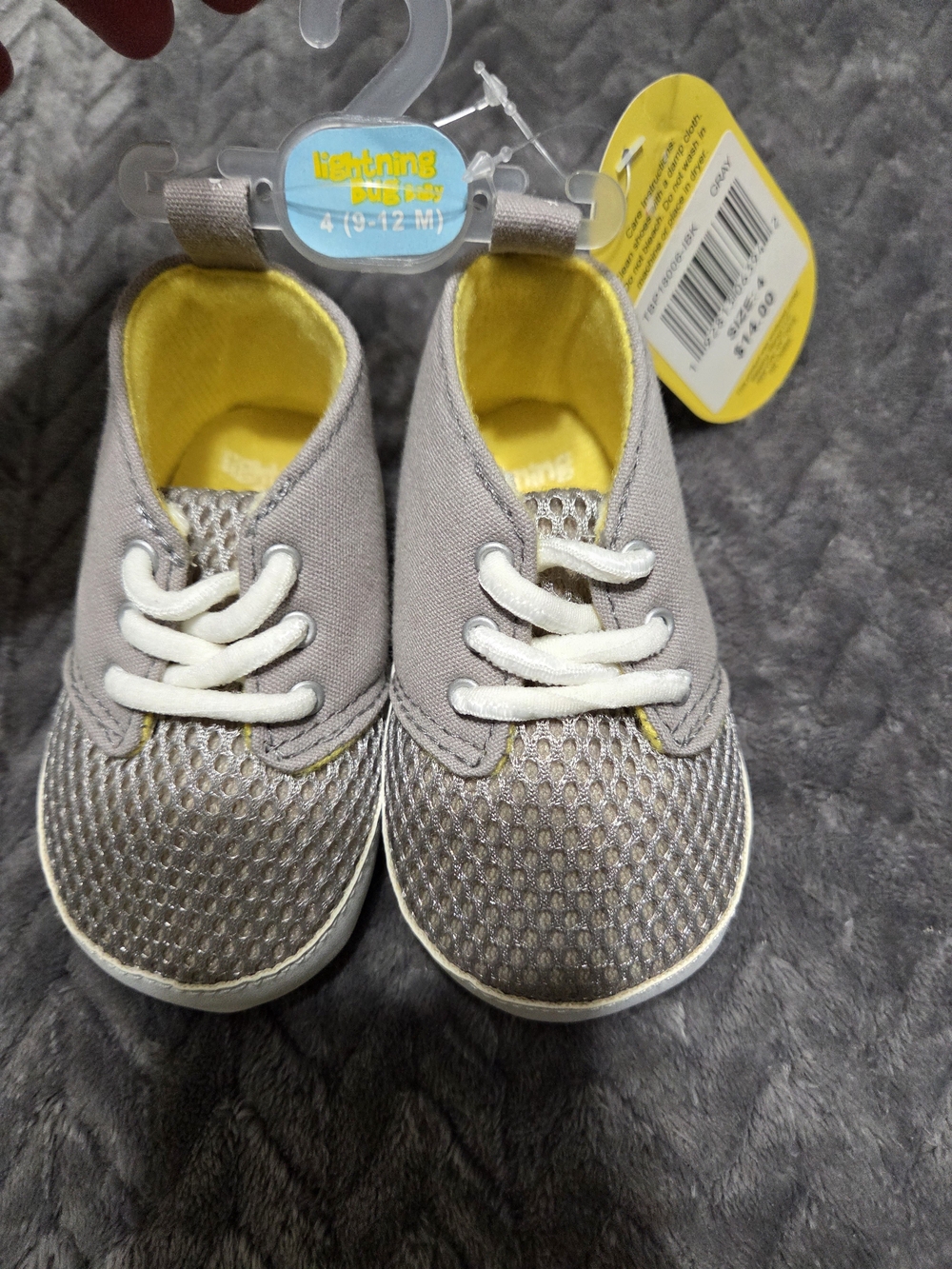 Lightning Bug Grey & Yellow Baby Walker Shoes